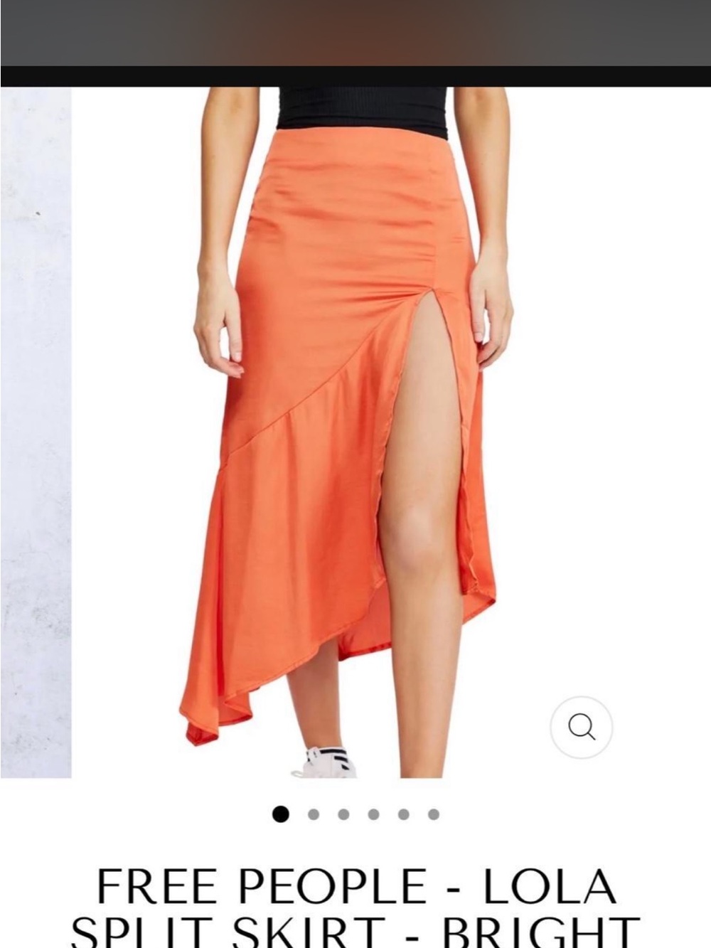 Free People Bright Orange Asymmetrical High-Slit Skirt